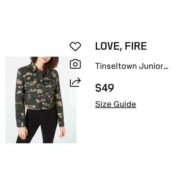 Tinseltown Love Fire Camo Cropped Jacket - Picture 2 of 10